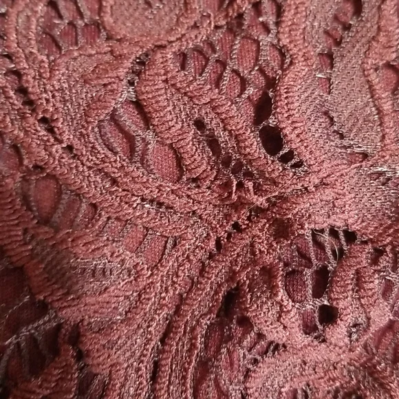 ADRIANNA PAPELL Brown Wide Neckline Off Shoulder Flare Sleeve Lace Shirt Top - Picture 14 of 14